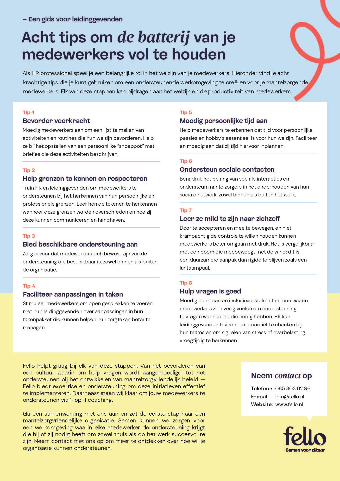 Fello onpeager - Acht tips om de batterij van je medewerkers vol te houden